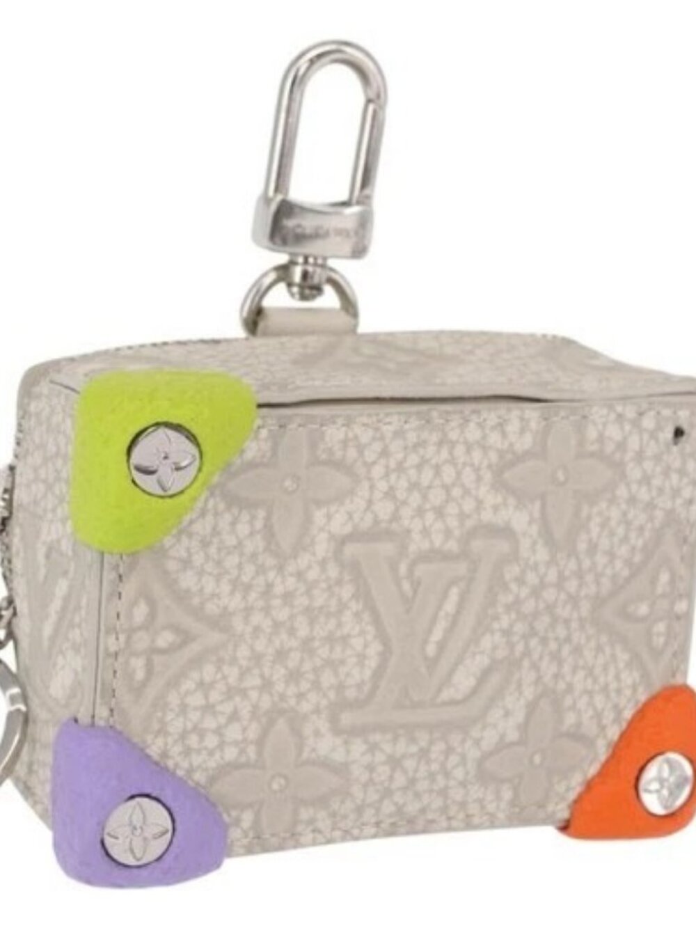 LOUIS VUITTON Monogram Taurillon Climbing Pouch Gray MP3383 LV Auth 165987
